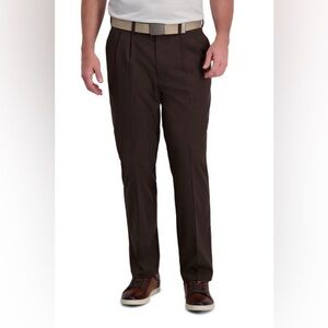 NWT Haggar Dark Brown Cool Right Performance Flex Pant Size 44W x 32L